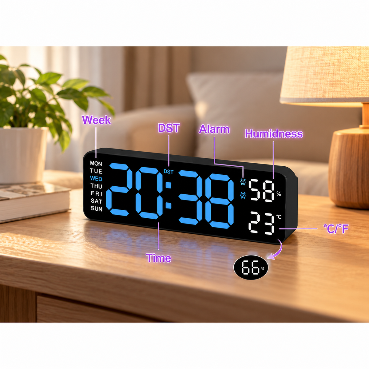 Large LED Digital Wall Clock