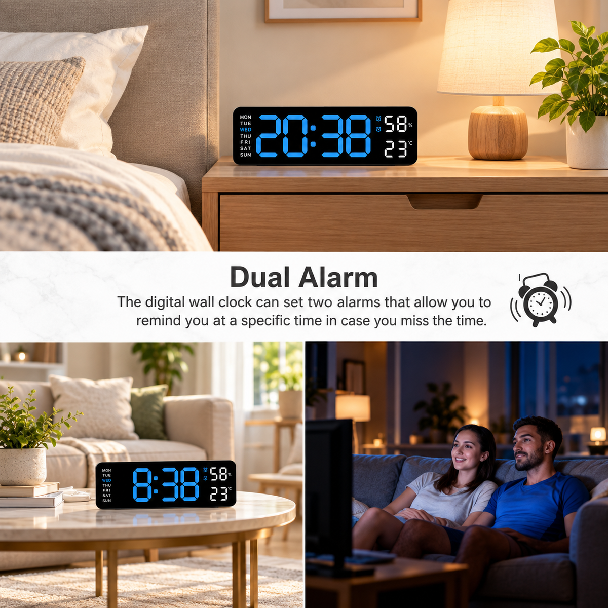 Large LED Digital Wall Clock